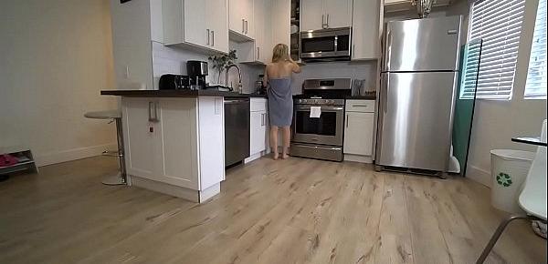 Alix Lynx is in the kitchen when her stepson saw her pussy.He stuffs his dick inside, showing her he can fuck way better than his dad.